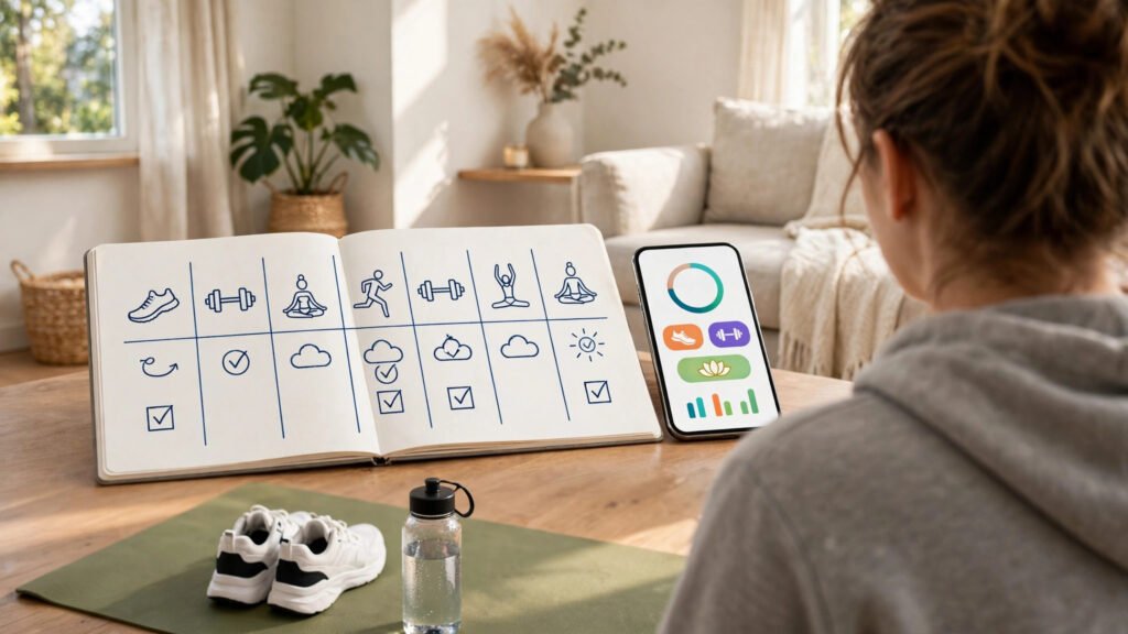 How to use AI to plan a workout routine with a weekly planner and fitness app