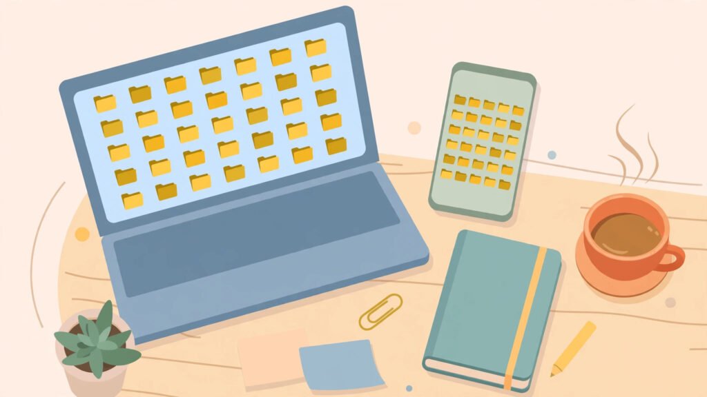 How to organize browser bookmarks with tidy folders on a laptop and phone