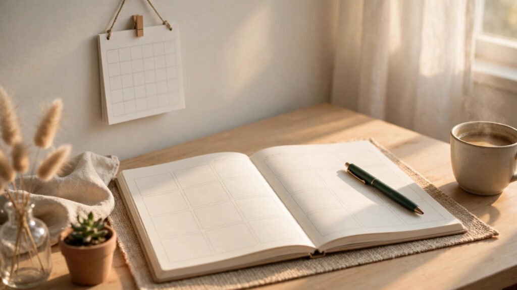 How to plan your week in 20 minutes with a weekly planner, pen and coffee on a desk